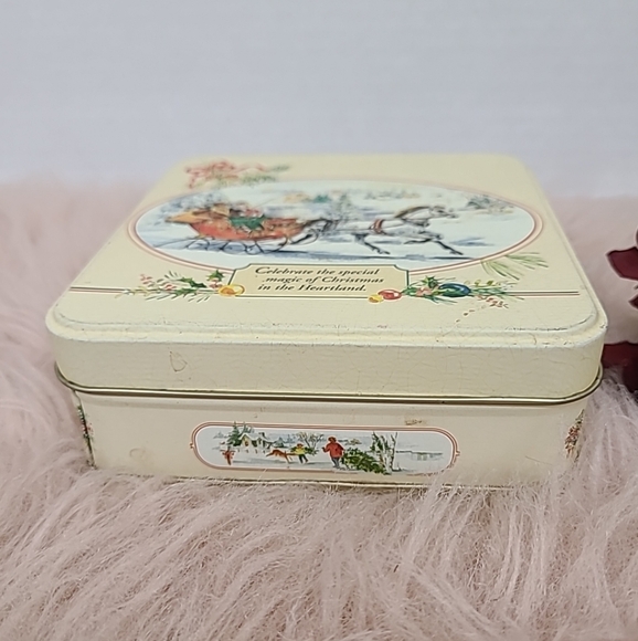 Vintage Metal Tin Horse Drawn Christmas Sleigh Petits Fours Made in USA - Picture 5 of 12